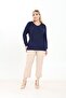Plus Size Women's V-Neck Long Sleeve Basic T-Shirt Comfortable Fit Daily Use - 2