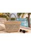 Women's Straw Beach Bag Si Glittery Handle Detailed Large Size Summer Sea and Vacation Bag Bag Si