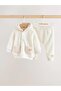Cream Color Borg Hooded Sweatshirt and Sweatpants Baby Set