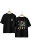 New York City Back and Chest Printed %100 Cotton Oversized Loose Fit Regular Fit Crew Neck T-Shirt