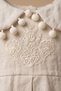 Wondress Beige Dress with Fur Collar and Pompom Embroidered Chest (9-24 Months) - 5