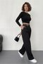 Women's Buckle Detail Fabric Palazzo Pants with Buckle Detail - 4