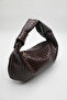 Women's Brown Braided Knot Handle Casual Lined Hand and Shoulder Bag - 5