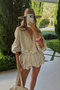 Muslin Fabric Shirt Ruffled Mini Shorts Jumpsuit - 3