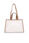 Women Cream Wavy Patch Color Block Tote Bag - 2