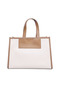Women Cream Wavy Patch Color Block Tote Bag - 3