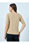 Beige Square Neck Slim Fit T-Shirt - 5