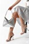 Silver Stiletto Heel U Women's Single Strap Shoes and C Bag Combination - 2