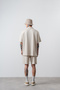 Men's Res Club Written Oversized Shirt Shorts Set Beige - 3