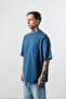 Men's Spiral Embroidery Detailed Oversized T-Shirt Navy Blue - 3