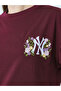 Burgundy Embroidered Cotton Oversized T-Shirt - 4