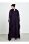 Purple Shimmer Plisse Kaftan with Crystal Collar - 6