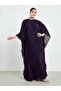 Purple Shimmer Plisse Kaftan with Crystal Collar - 4