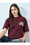 Burgundy Embroidered Cotton Oversized T-Shirt - 2