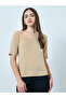 Beige Square Neck Slim Fit T-Shirt - 3
