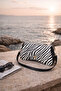 Gold Buckled Zebra Patterned Women's Shoulder Bag Baguette Model - 2