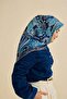 Tivil Silk Scarf Ist 11504- 20 Navy Blue Ethnic Pattern - 3