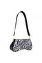 Gold Buckled Zebra Patterned Women's Shoulder Bag Baguette Model - 4