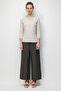 Women's Open Collar, Metal Buttoned Sleeves, Cotton Piece Combed Cotton Blouse 26805 Beige - 3