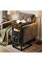 Rustic C-Shaped End Table with Side Storage Pocket - 2