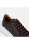 Men's Dark Brown Lace-Up White Sole Leather Sports Shoes - 7