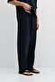 Corded Fabric Textured Baggy Sweatpants Bottom Navy Blue - 2