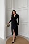 Women's Black Wrap Ruched Glittery Premium Midi Dressdpelb08 - 4
