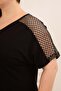 File Paneled Women's Plus Size T-Shirt Black - 2
