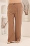 Waist Tie Detail, Elastic Waist, Women's Plus Size Trousers, Camel