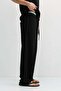 Corded Fabric Textured Baggy Sweatpants Black - 4