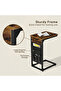 Rustic C-Shaped End Table with Side Storage Pocket - 6