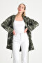 Women's Khaki Italian Sequined Back Jacket K Hooded O Oversized