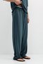 Corded Fabric Textured Baggy Sweatpants Bottom Petrol - 3