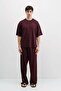 Corded Fabric Textured Baggy Sweatpants Plum - 7