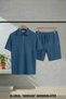 Ottoman Shorts and Zippered Polo Shirt Set Short Sleeve Summer Casual 100% Cotton