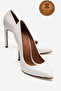 Genuine Leather White Patent Leather Pointed Toe Flat Sole Stiletto High Heeled Shoes Noah - 2