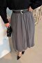 Pocket Detail Flared Skirt Metallic Gray - 3