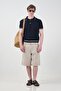 Beige Linen Shorts with Pocket Details - 4