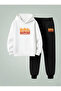 Boy's Hooded Set Bro Printed 3 Thread Sweatshirt - Sweatpants Set