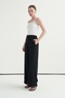 Women's Modal Lace-Up Palazzo Pants Black - 3