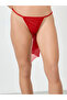 Red Lace Insert Bow Detail Slip Dress with Brief - 5