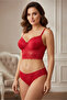 Women's Red Bralette Padded Underwear Set - 2
