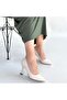 Merio Beige Printed Patent Leather Heeled Shoes - 4