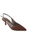 2704 Women's Satin Heeled Shoes with Stone Detail on the Side and Open Back Stiletto