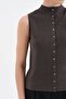 Women's Knitwear High Neck Front Button Detailed Design Sleeveless Blouse - 6