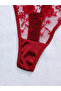 Burgundy Floral Embroidered Mesh Non Padded Wired Bra and Brief Set - 3