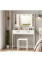 Makeup Vanity with Multiple Shelves and Drawers White - 3