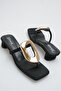 Women's Flip Flops Black Suede Slipper Gold Buckled Low Heels with Blunt Toe - Stylish Summer Trend - 2