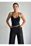 Women's Gold Metal Daisy Oval Ring Chain Waist Chain Belt I