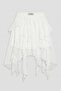 Women's White W5 Asymmetrical Cut Lace Tulle Detail Special Design Skirt - 3